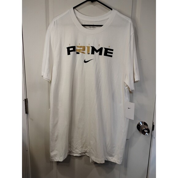 Men's Nike Coach Prime Short Sleeve Shirt White XL - Picture 2 of 5